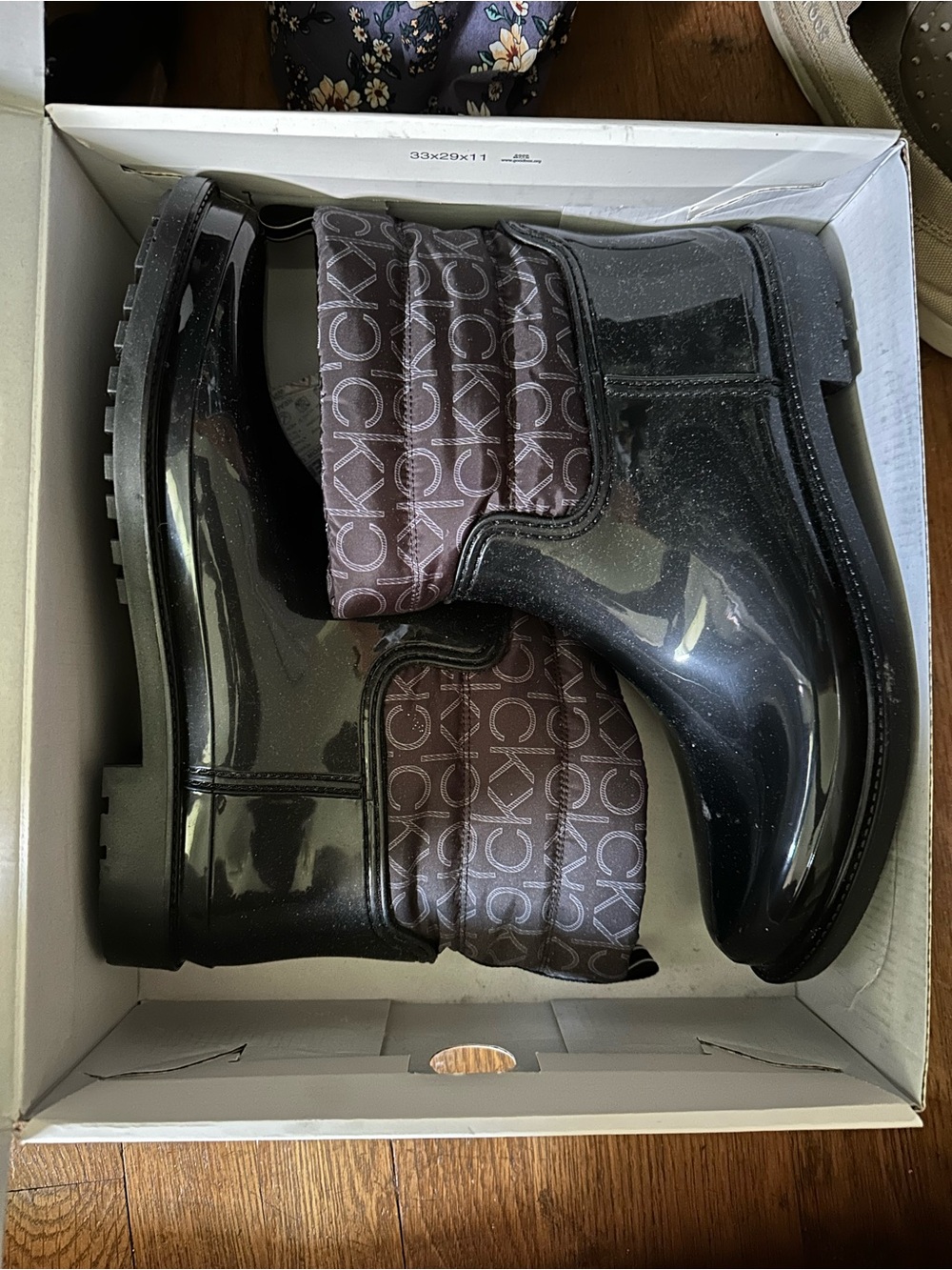 Calvin Klein Sonya Black Glossy Rain Boots